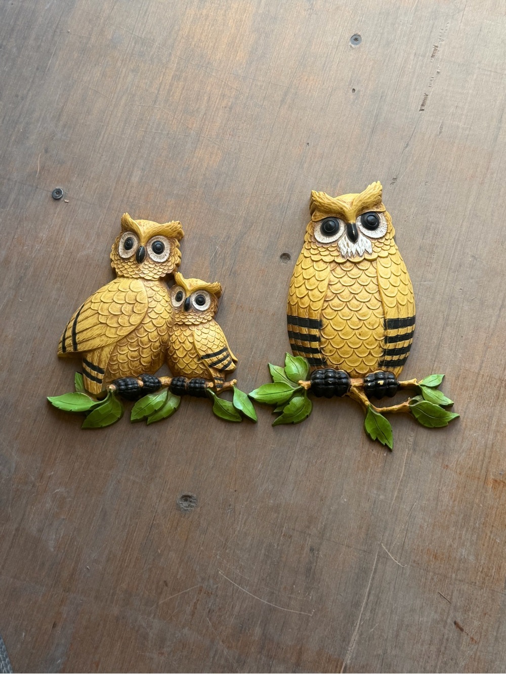 Vintage Homco Owl Family 2 Piece Wall Hangings 7403 Made in USA